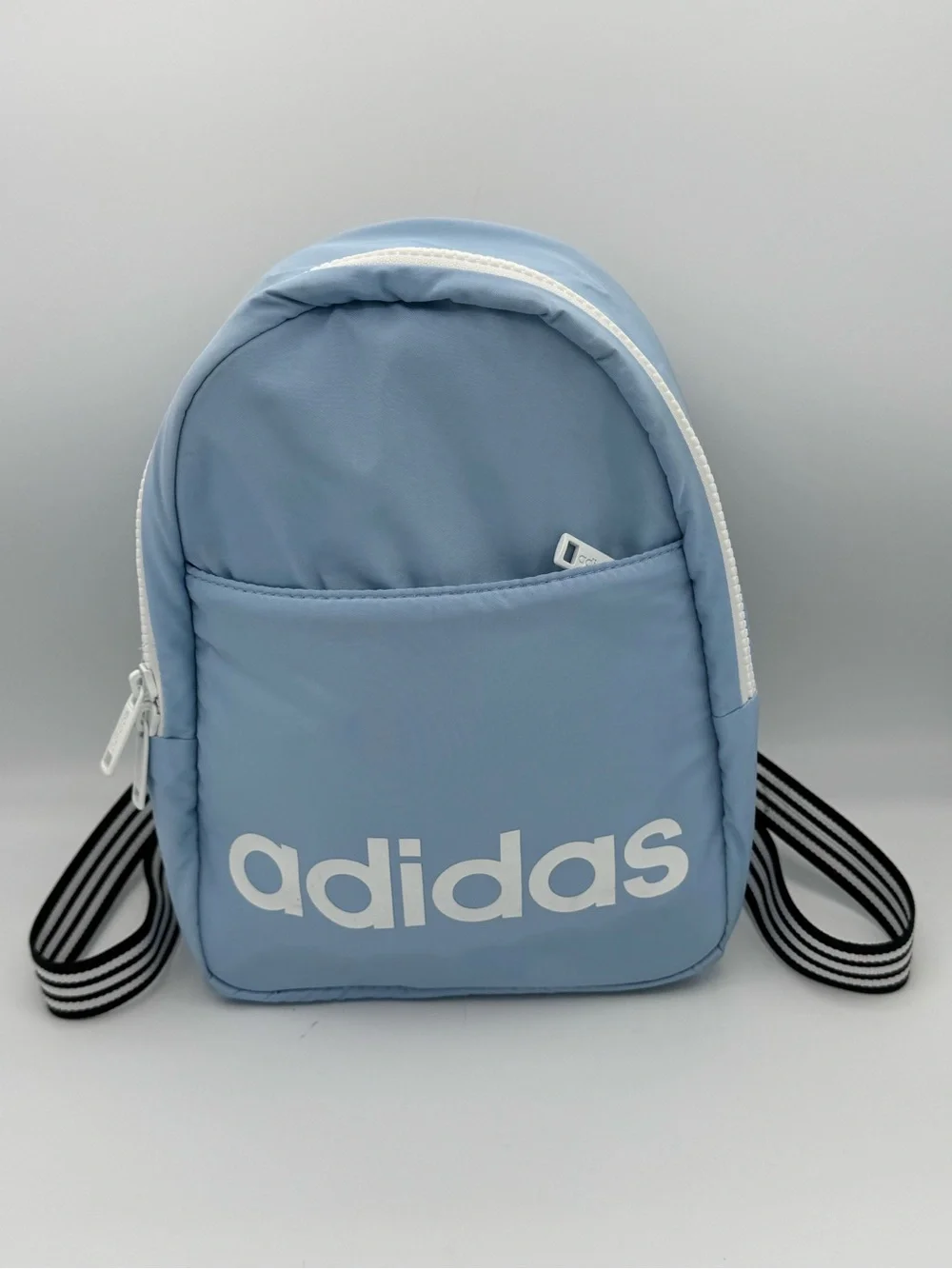 adidas Core Mini Backpack with White Logo Striped Adjustable Straps- Glow Blue
